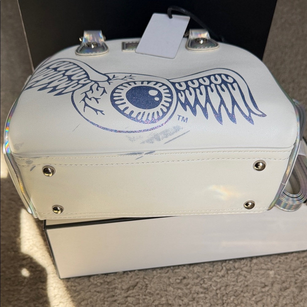Von Dutch White Mini Dome Bag with Iridescent Handles - Picture 9 of 10